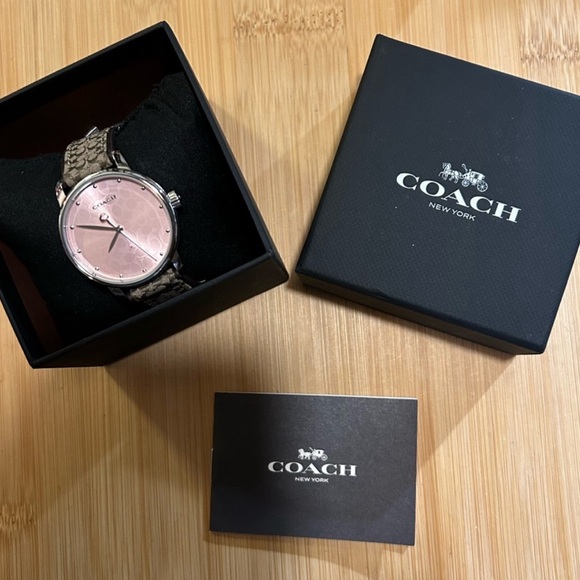 Coach Grand Watch With 36mm Pink Coach Signature Face& Brown & Beige Coach Band - Picture 5 of 5